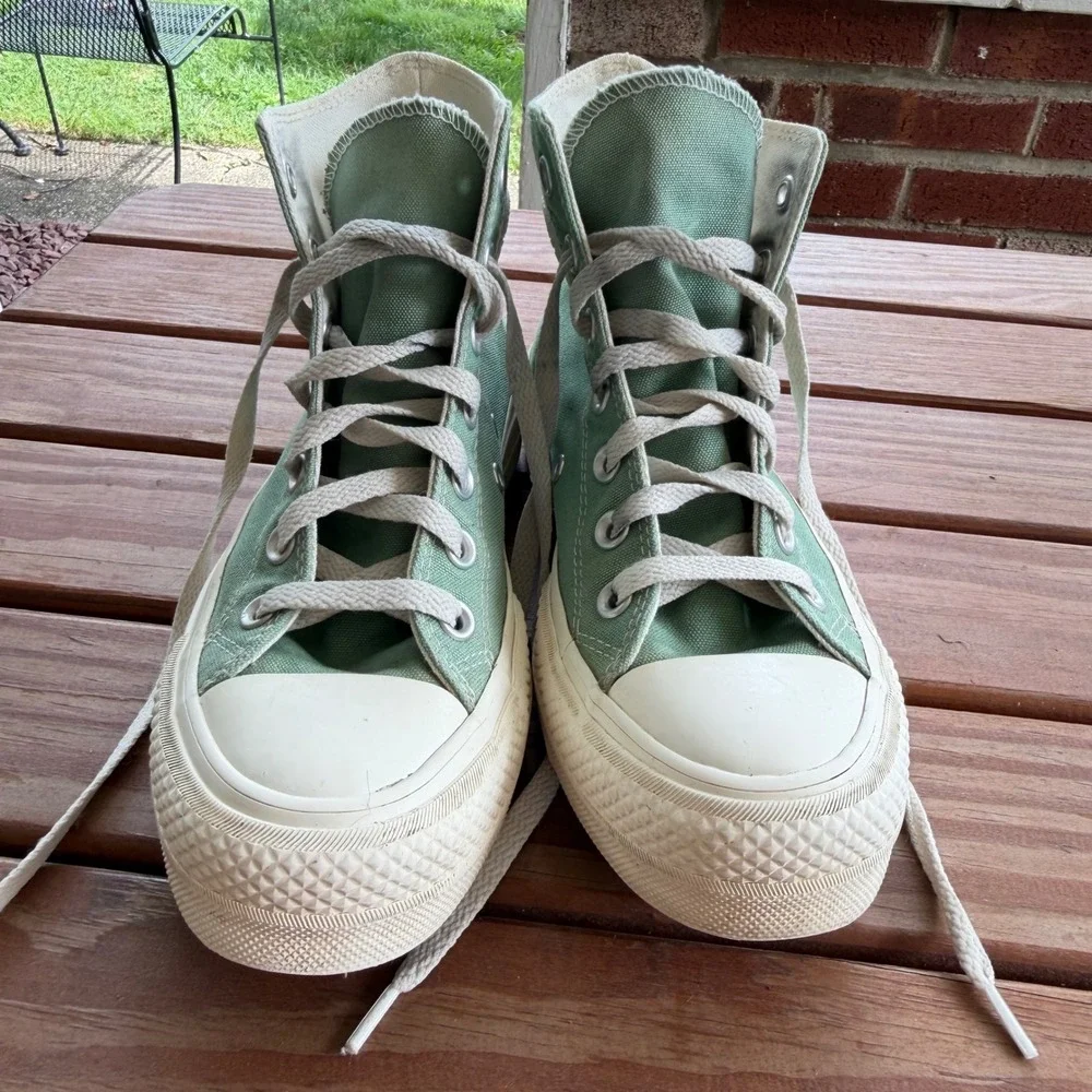Converse Chuck Taylor All Star Lift Hi Sage Green Platform Sneakers Womens 6 - Picture 4 of 9